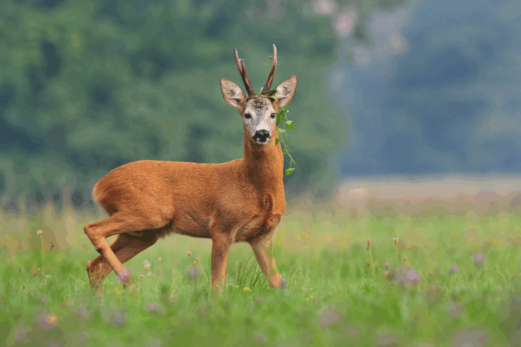 Britain deer in the field quietly watching.